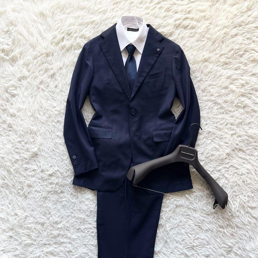 <美品>TAGLIATORE ネイビー ウール スーツ サイズ42