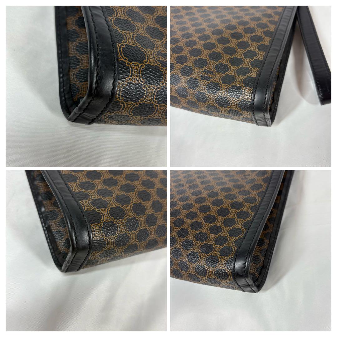 CELINE セリーヌ 黒マカダム トリオンフ PVC クラッチバッグ ポーチ ☆可愛い！☆【CELINE】クラッチとしても使えるトリオンフポーチ
