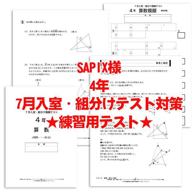 サピックス 4年 7月度入室・組分けテスト 2019年 本