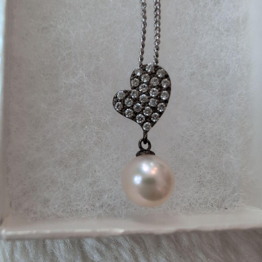ハート型ピンクパール付きネックレス ハート型ピンクパール付きネックレス