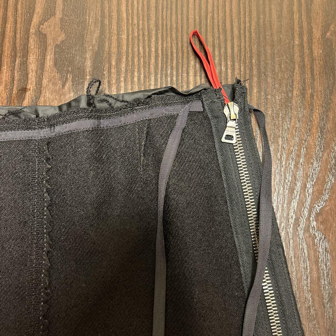美品！PRADA プラダ ウール スカート 44 PRADA ダークグレー ウール混スカート 44