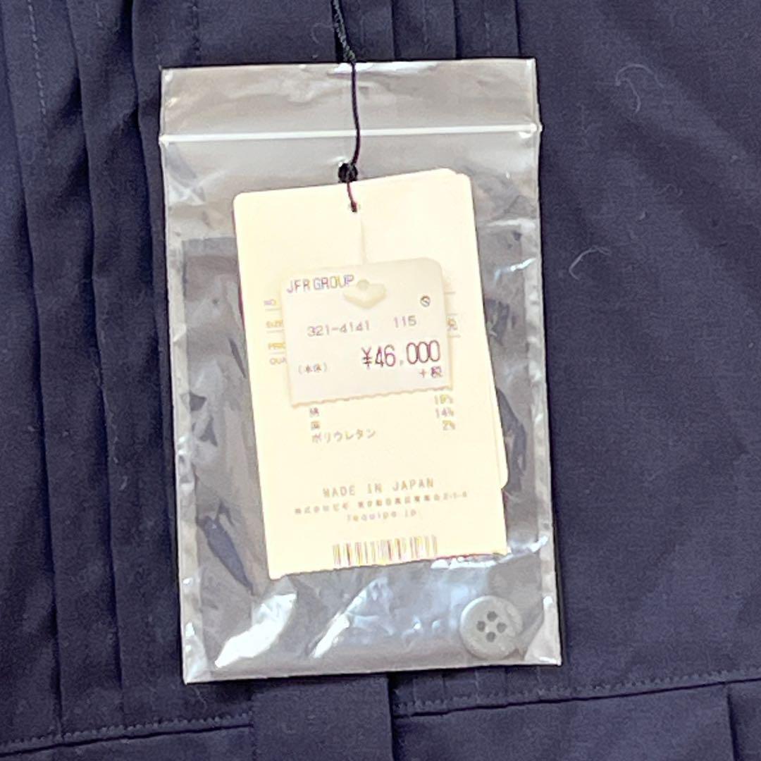 新品・未使用 レキップ ノーカラーワンピース ピンタック リネン混 日本製 黒