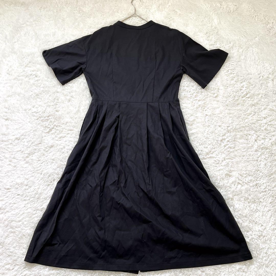 新品・未使用 レキップ ノーカラーワンピース ピンタック リネン混 日本製 黒