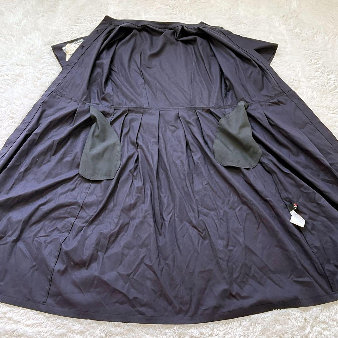 新品・未使用 レキップ ノーカラーワンピース ピンタック リネン混 日本製 黒