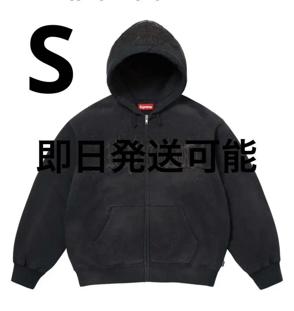 Supreme Leather Applique Zip Up Hoodie M