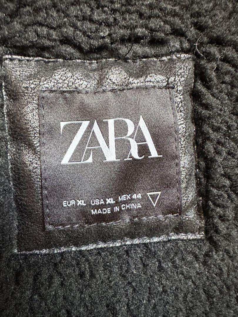 ZARA メンズ ムートンライダースジャケット