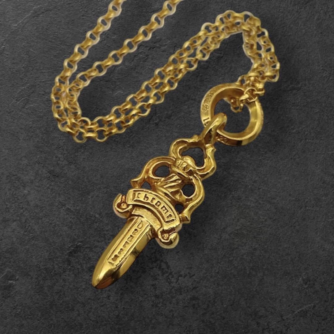 【おまけ付】 CH クロムハーツ ダガーチャーム 希少 22k ロールチェーン アクセサリー