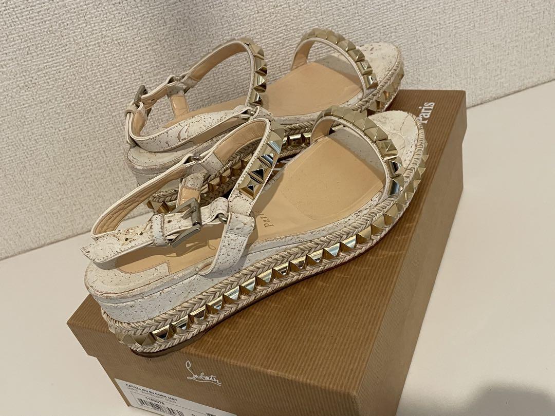 Christian Louboutin サンダル ホワイト スタッズ付き