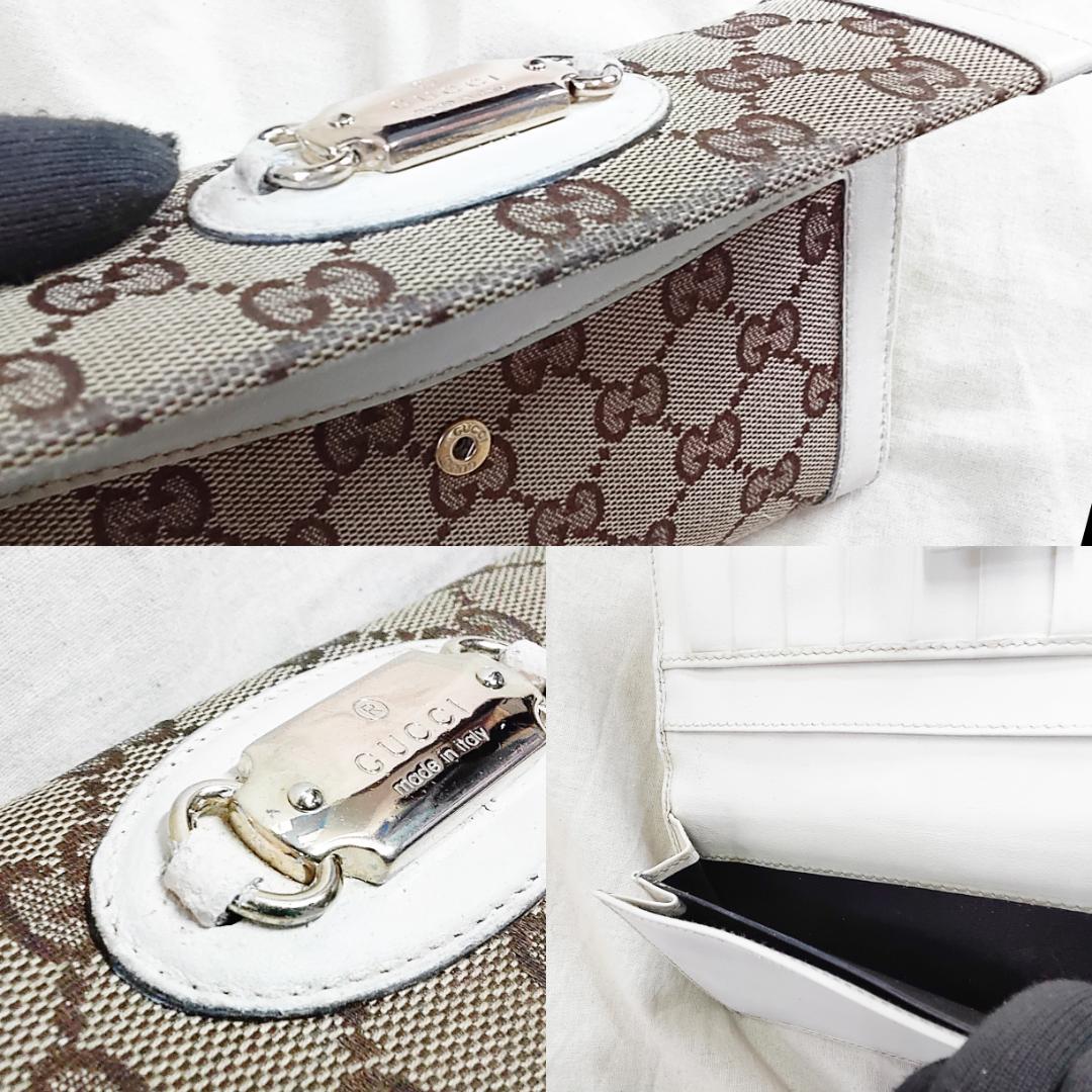 GUCCI グッチ Wホック 長財布 GG キャンバス ロゴプレート