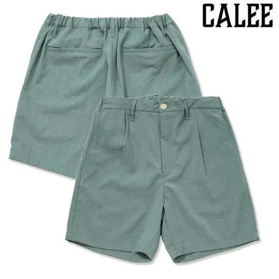 CALEE スラックスショートパンツ ブルーグリーン L ワンタック