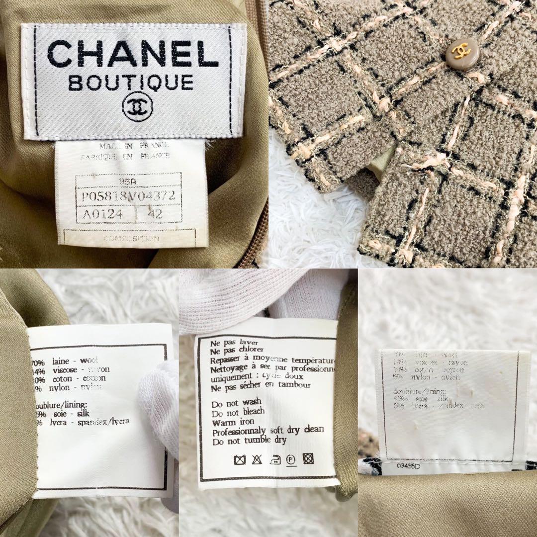 95A✨️CHANEL ショートスリーブ ツィードワンピース XL