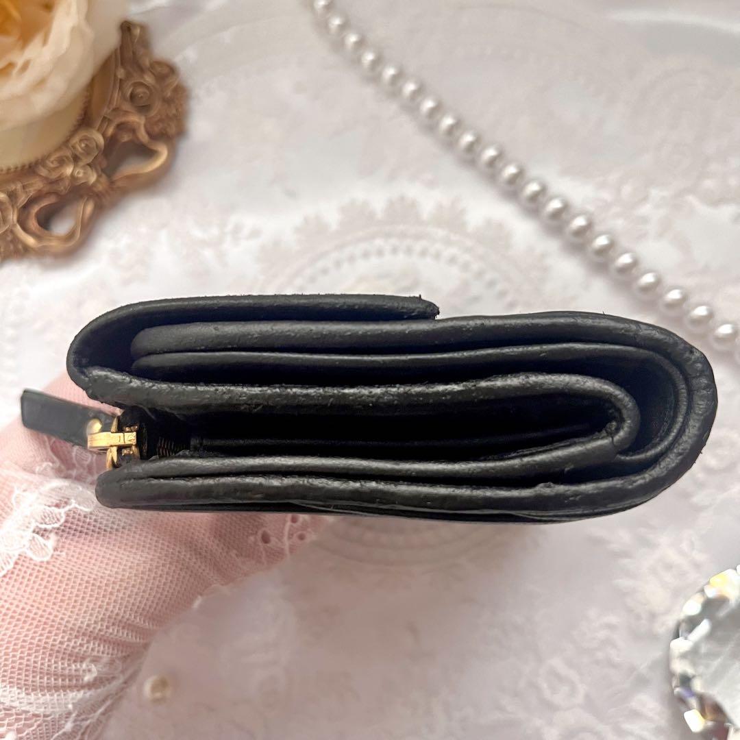 箱付き】miu miu マテラッセ 三つ折り財布 ブラック ゴールド