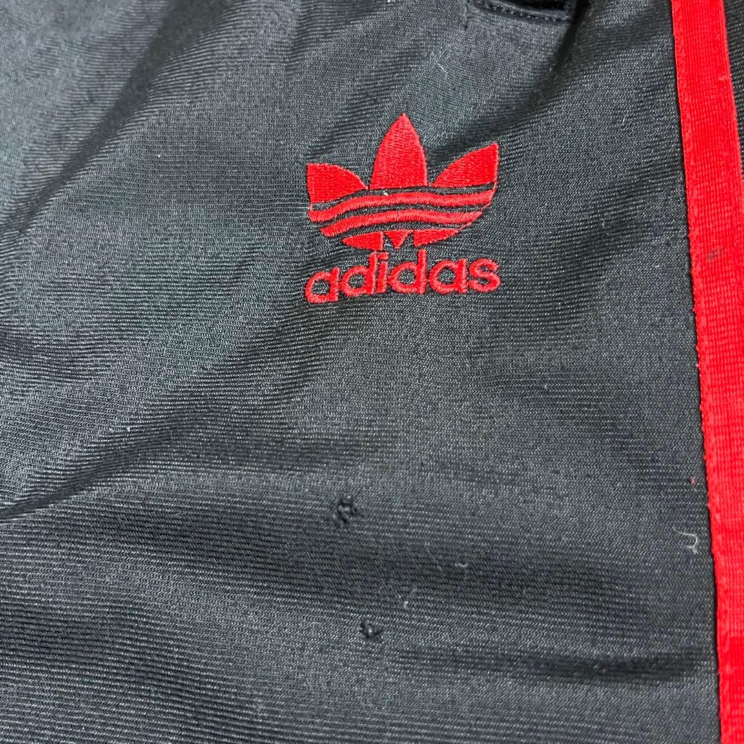 90s adidas（アディダス）3ストライプ トラックパンツ/ブラック×レッド