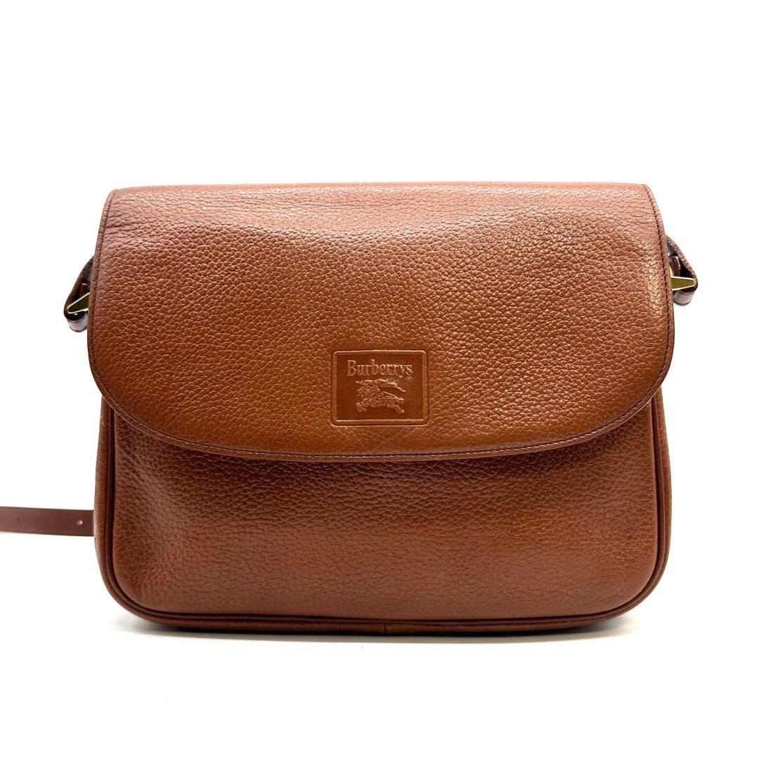 【BURBERRY】オールレザー　ホースロゴ型押し　ノバチェックショルダーバッグ 美品】バーバリー ショルダーバッグ ホースロゴ ノバチェック