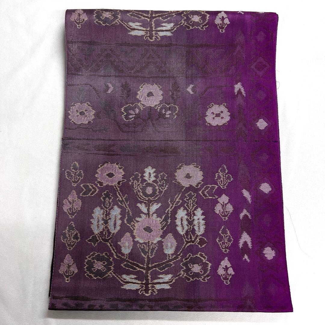 開き名古屋帯 花模様 抽象模様 グラデーション金糸 着物 105tz 開き名古屋帯 花模様 抽象模様 グラデーション金糸 着物 105tz