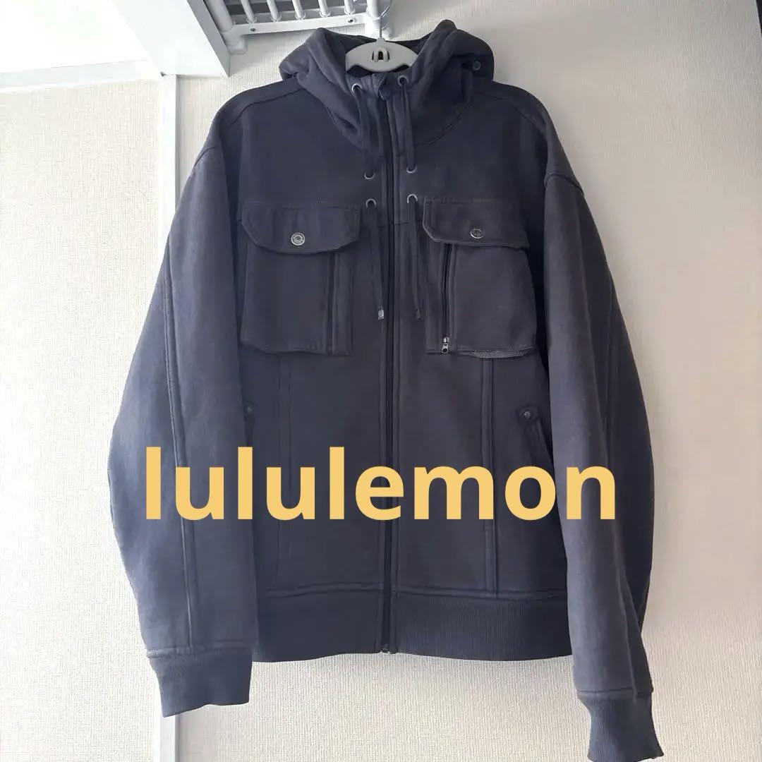 レア　ルルレモン　ブルーグレー デザインパーカー M ジャケット