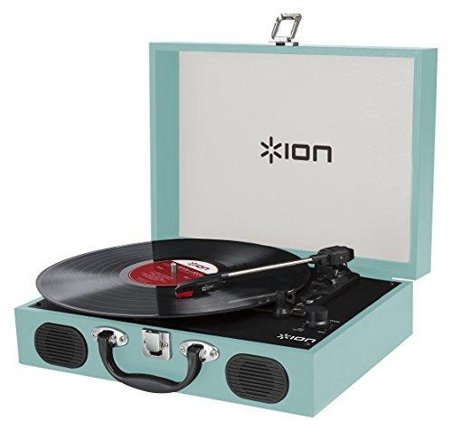 ポータブルレコードプレーヤー スーツケース型 スピーカー内蔵 水色