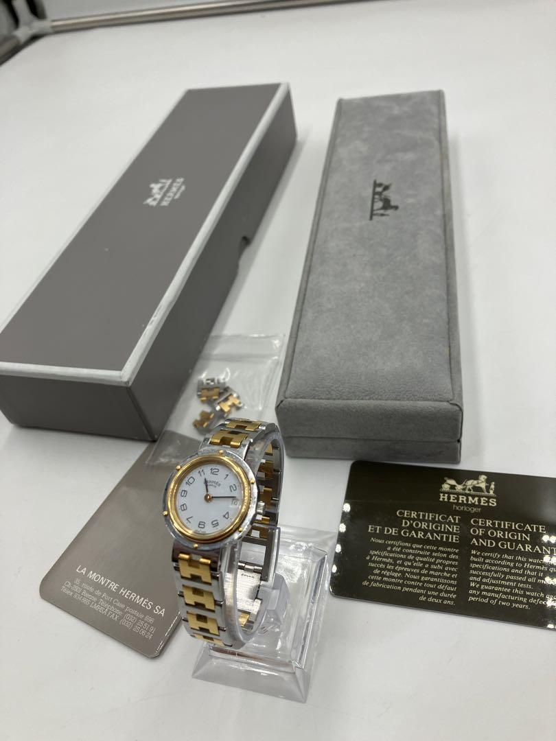 【クリッパー】HERMES ’エルメス 時計’ コンビモデル ホワイト　美品