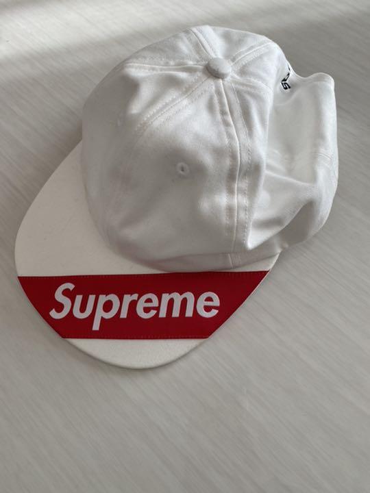 Supreme 18SS バイザーラベル6パネルキャップ ホワイト