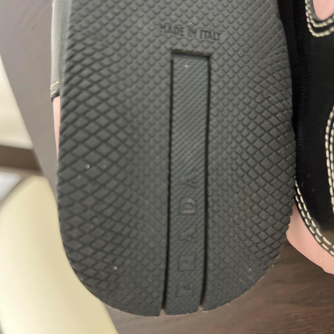 PRADAプラダレザー革レディーススニーカー24.5cmピンク×ブラック黒 画像7