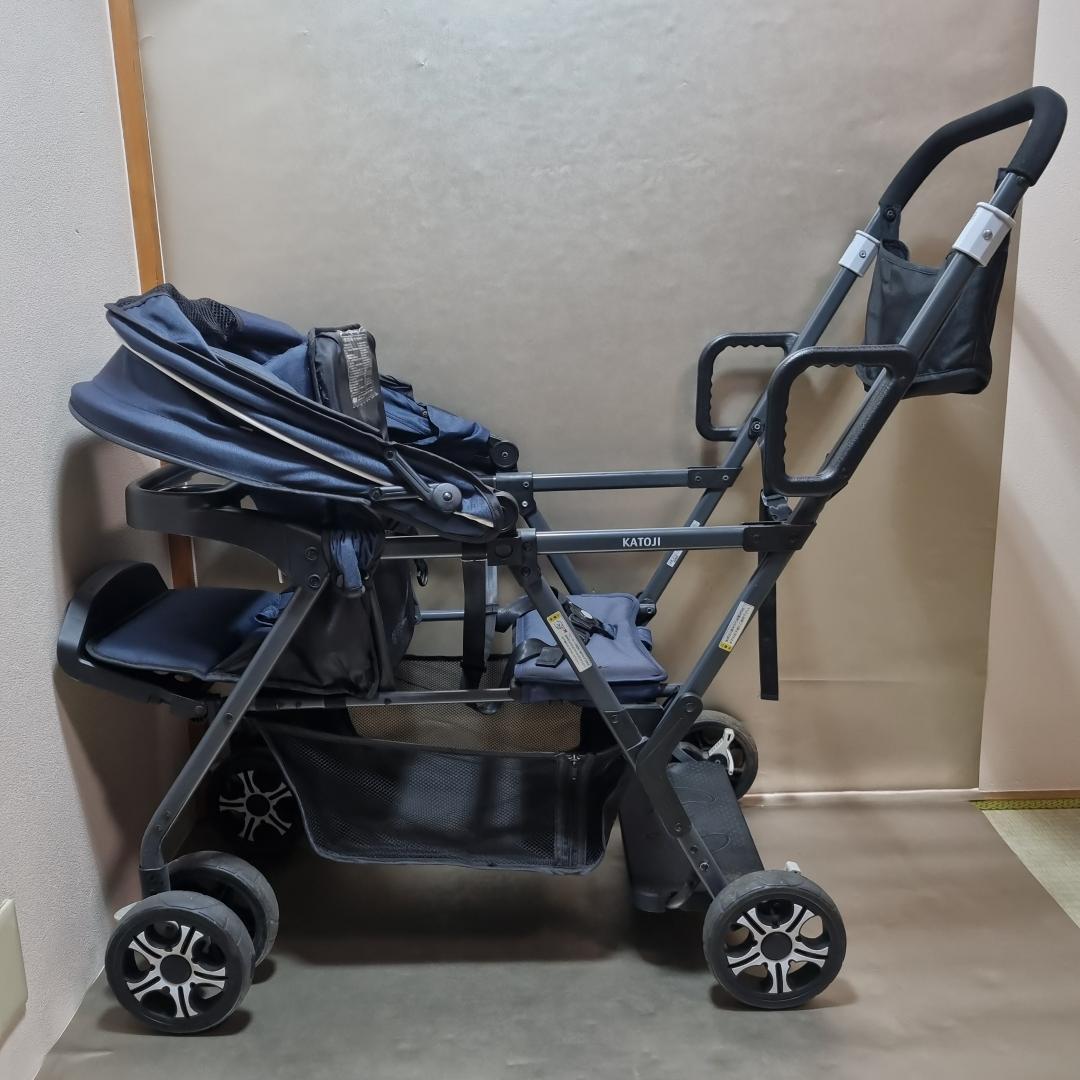 【美品】カトージ　二人乗り　ベビーカー　二人でゴー レインカバー付き
