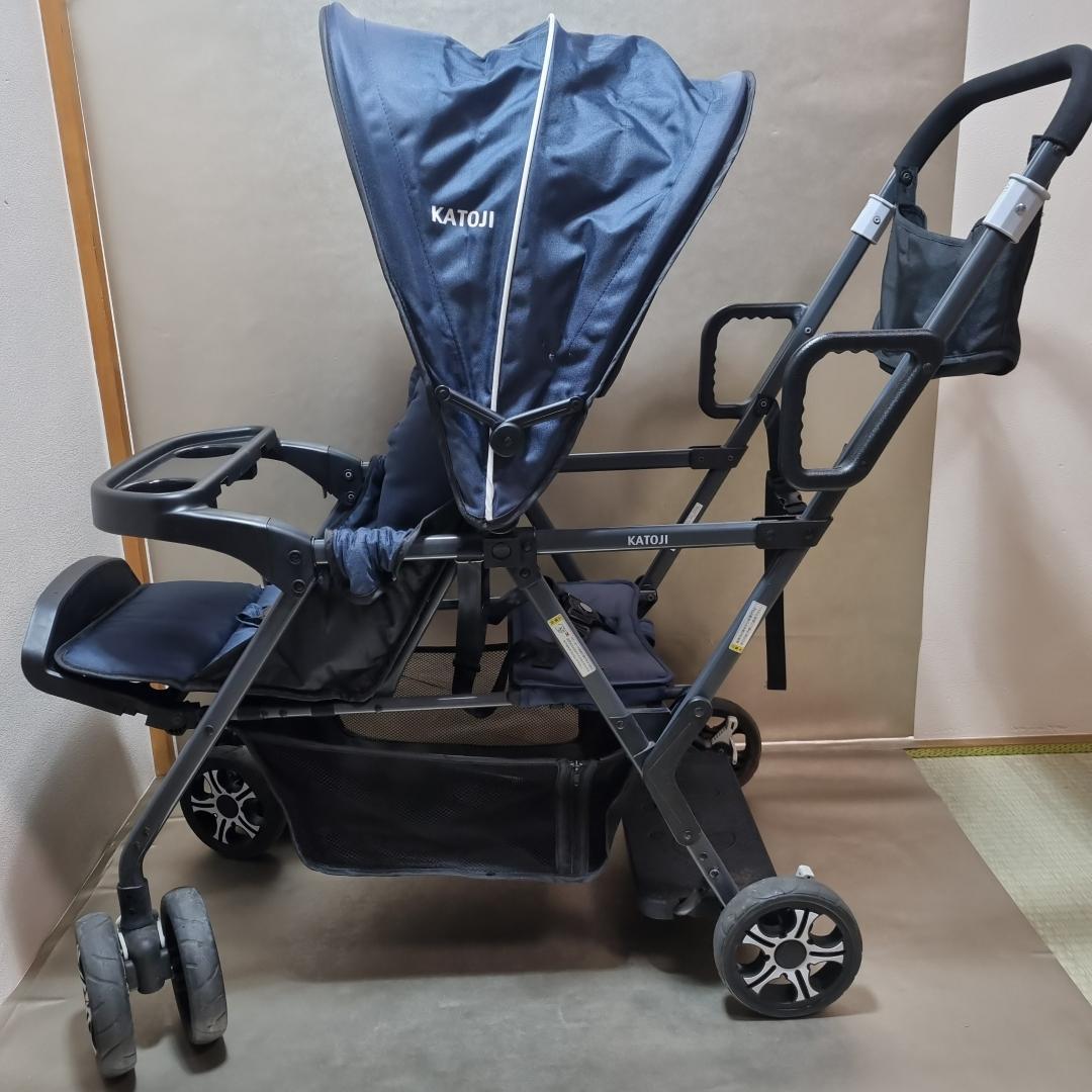 【美品】カトージ　二人乗り　ベビーカー　二人でゴー レインカバー付き