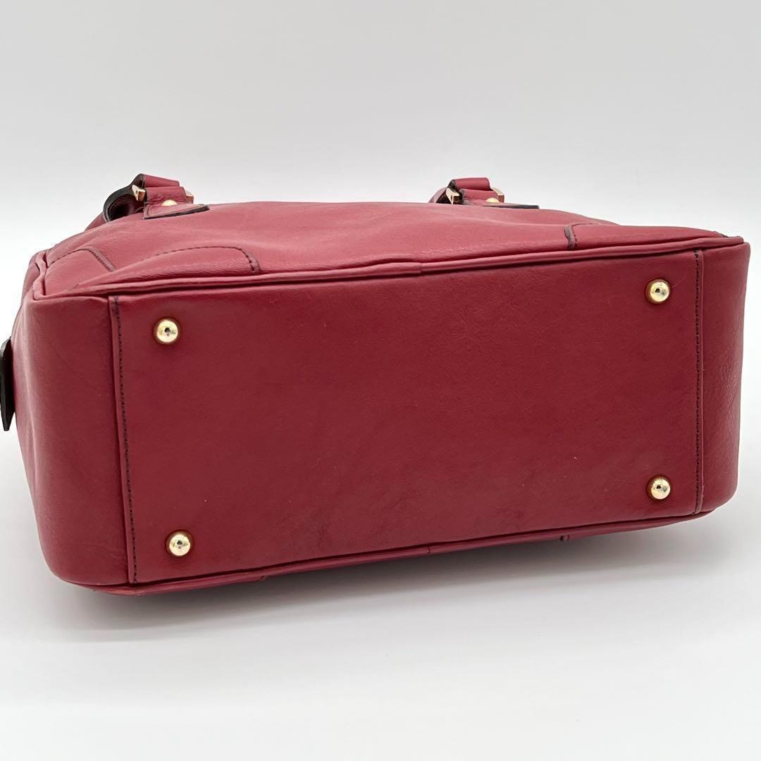 【良品】HAMANO 濱野皮革工藝 ハンドバッグ トートバッグ レザー レッド
