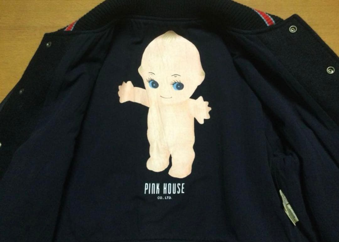 PINK HOUSE ピンクハウス キューピー 袖革 スタジャン 黒