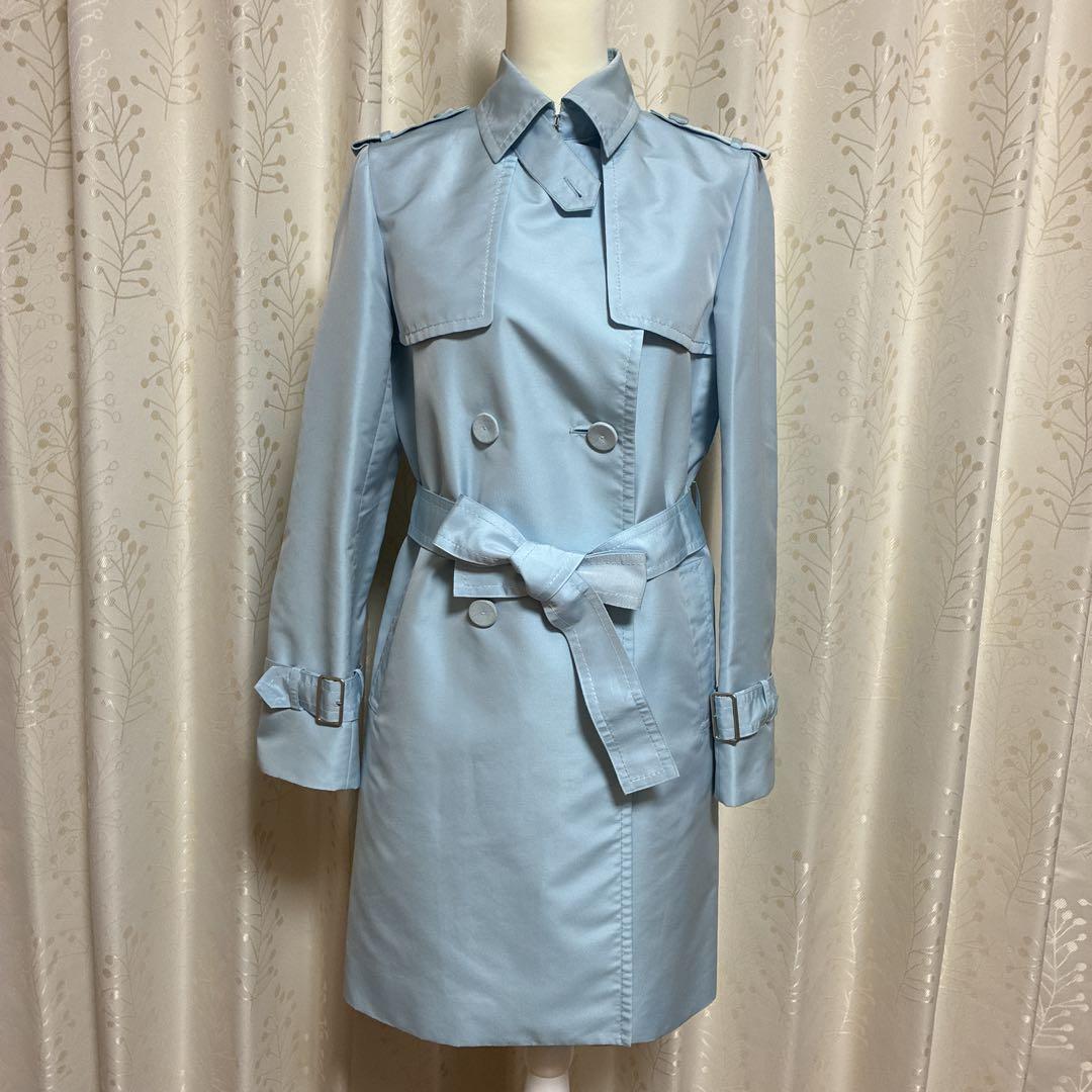お値下げしました。美品ランバンコレクション　春らしいパステルブルートレンチコート