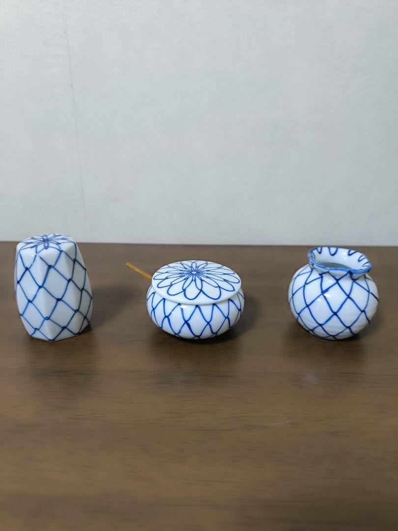 渓泉七味塩コショウ卓上調味料入れ爪楊枝入れ三点骨董品和食器古美術