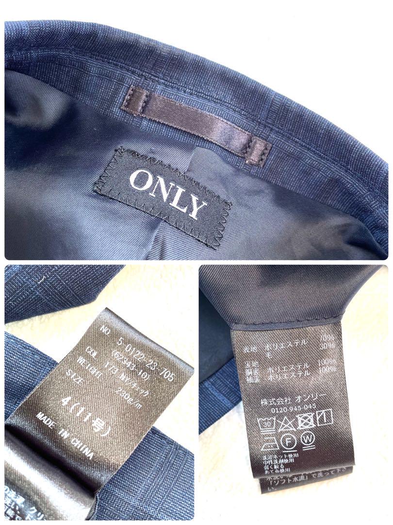 【極美品】オンリー 洗える パンツスーツ セットアップ チェック ネイビー
