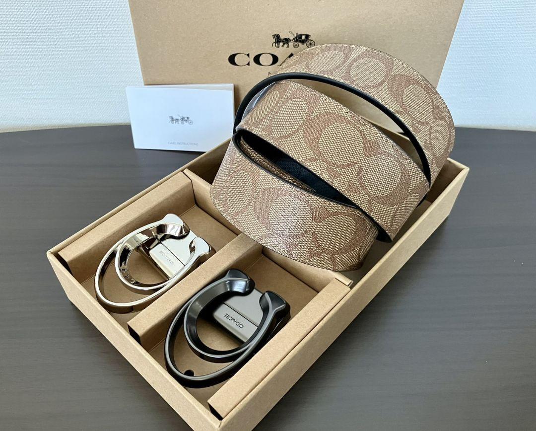 SALE♪コーチ　新品　リバーシブル　シグネチャーベルト　バックル2点