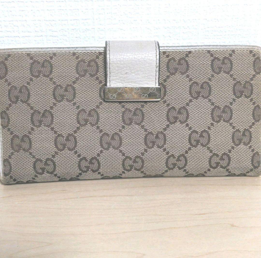 aq10. 箱付き GUCCI キャンバス長財布 GG柄