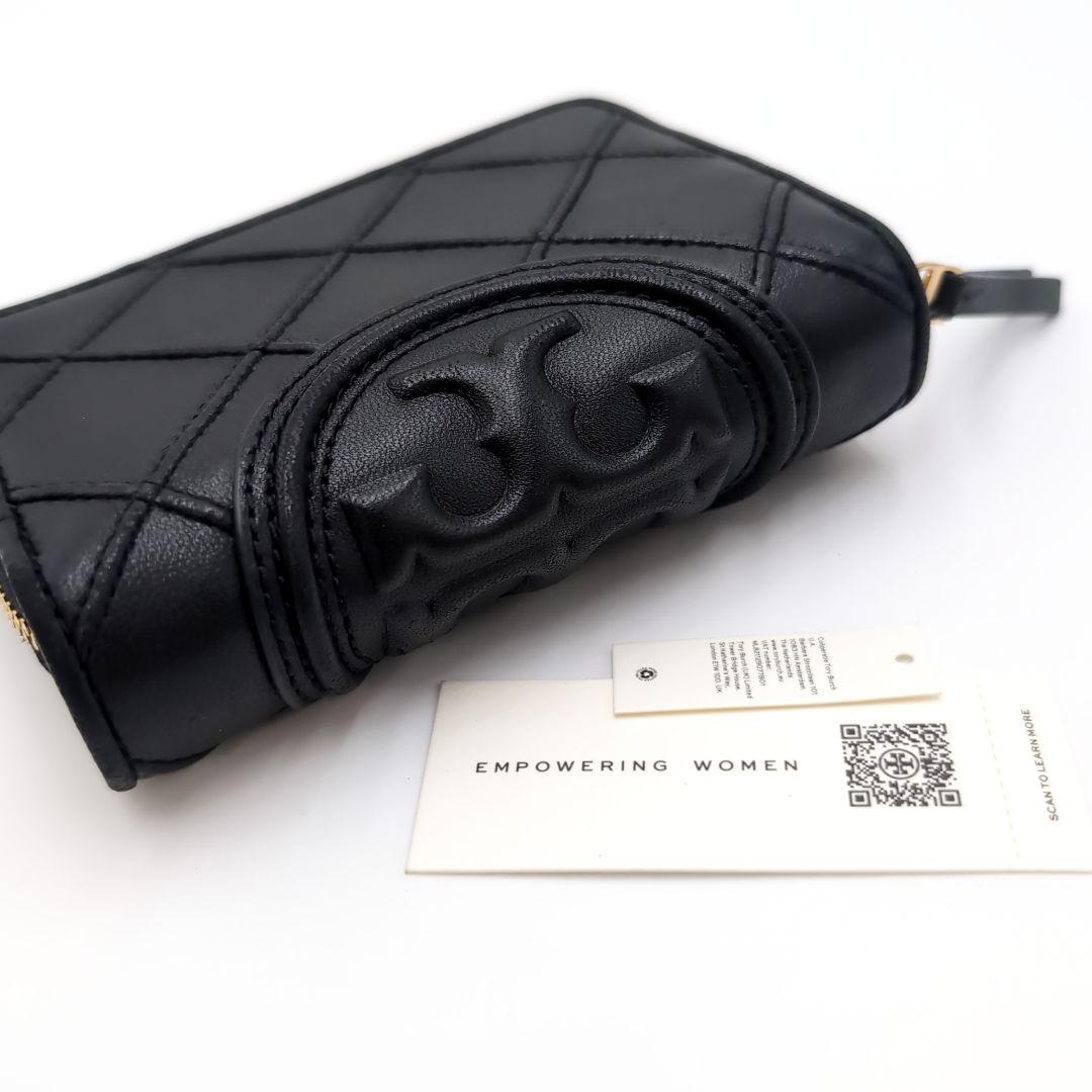 【未使用級】トリーバーチ 二つ折り財布 キルティング フレミング レザー 黒 画像12