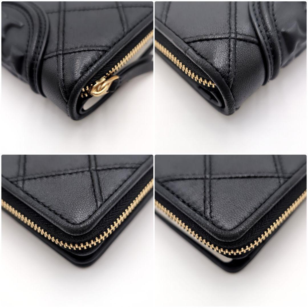 【未使用級】トリーバーチ 二つ折り財布 キルティング フレミング レザー 黒 画像7