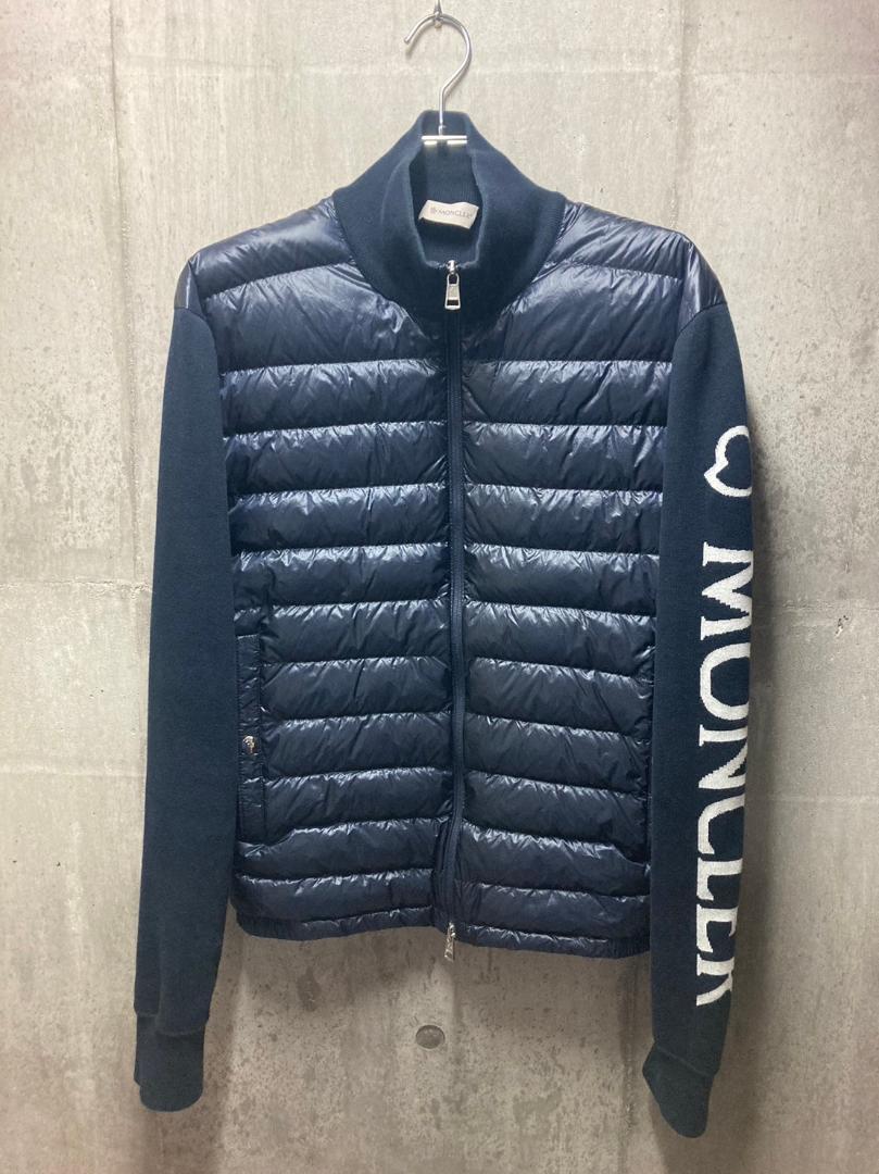 モンクレール SIZE:L ニット切替 ジップ ダウンジャケット ネイビー