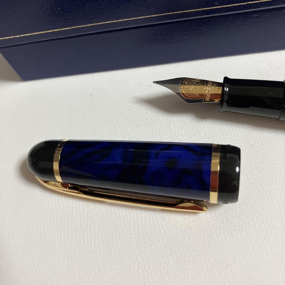 WATERMAN 万年筆 ブルー系 箱付き PE945□ウォーターマン
