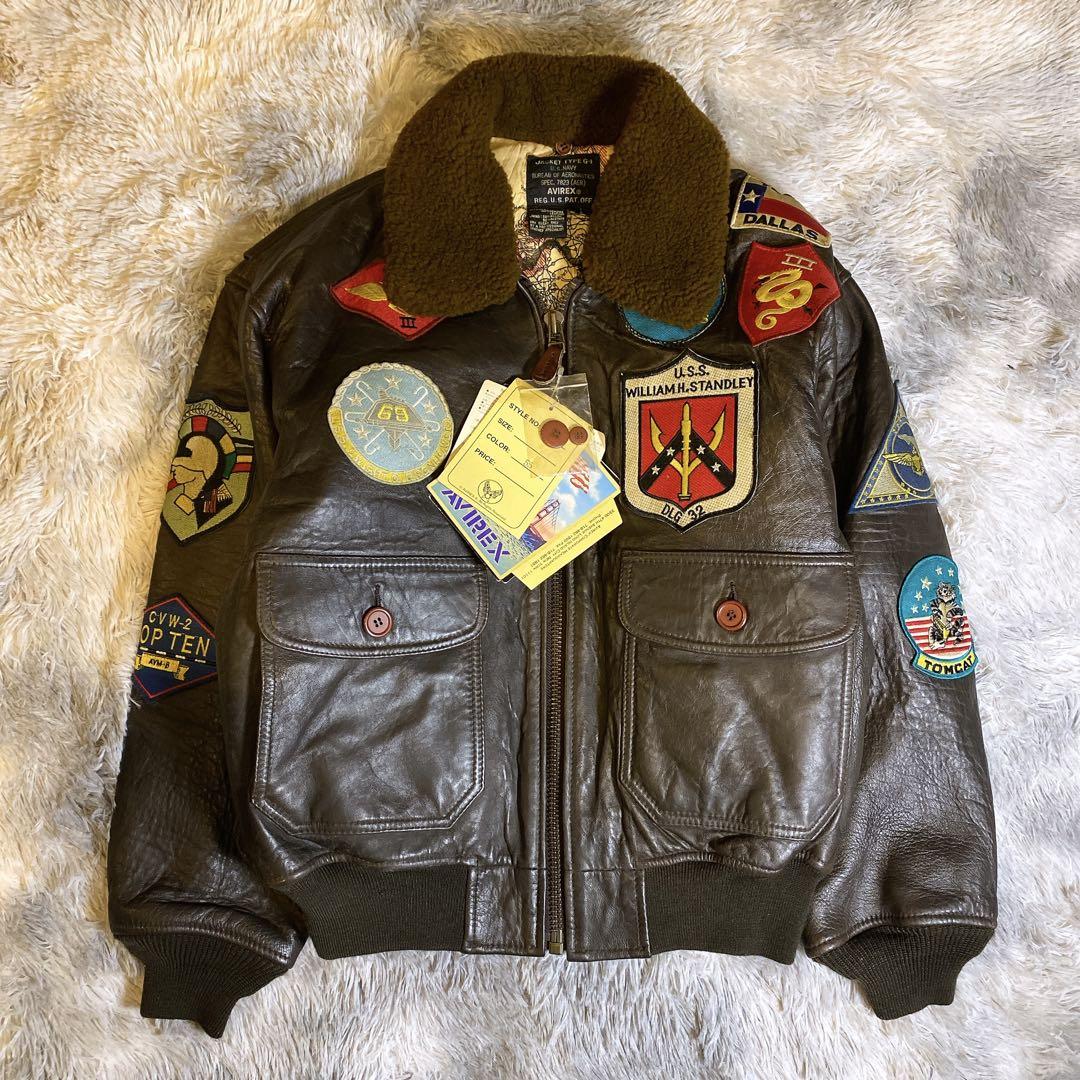 デッドストック 90´s 旧モデルAVIREX トップガン G-1羊革ジャケット