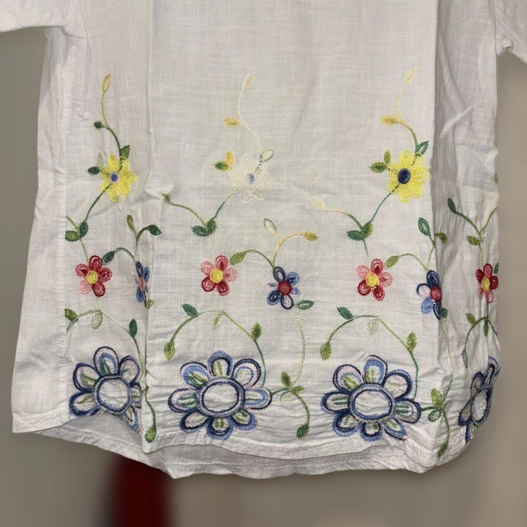 花柄刺繍 Aラインチュニック 半袖 ホワイト 楽天市場】＼本日ポイント10倍♪／ チュニックワンピース 刺繍