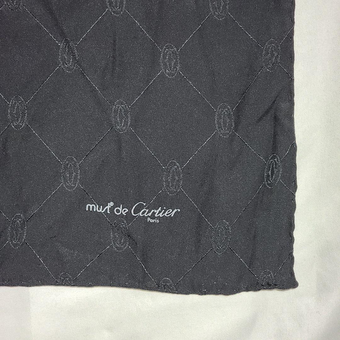 ☆Cartier☆ スカーフ 大判 ロゴ チェック シルク ブラック