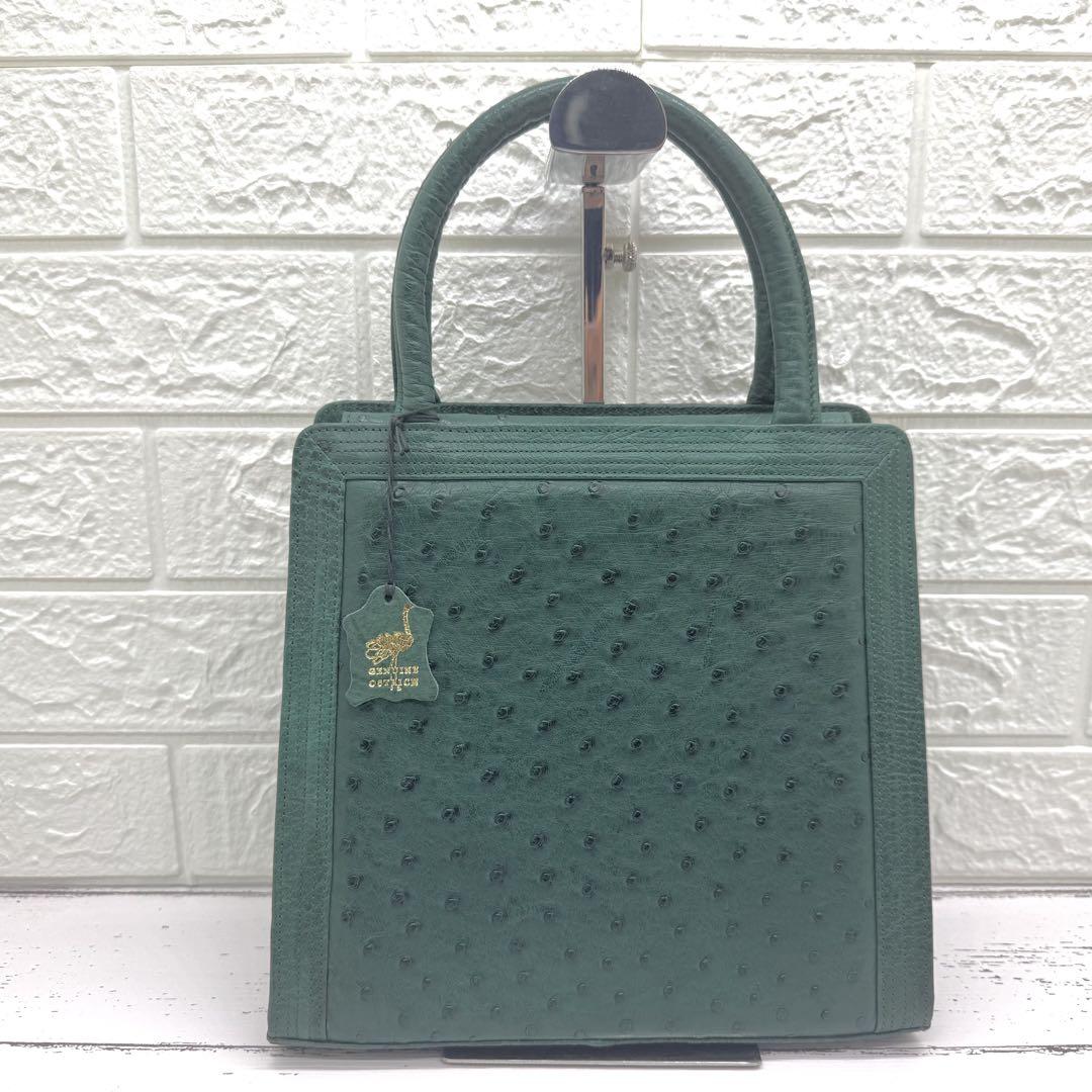 希少✨極美品】オーストリッチ ハンドバッグ グリーン - メルカリ