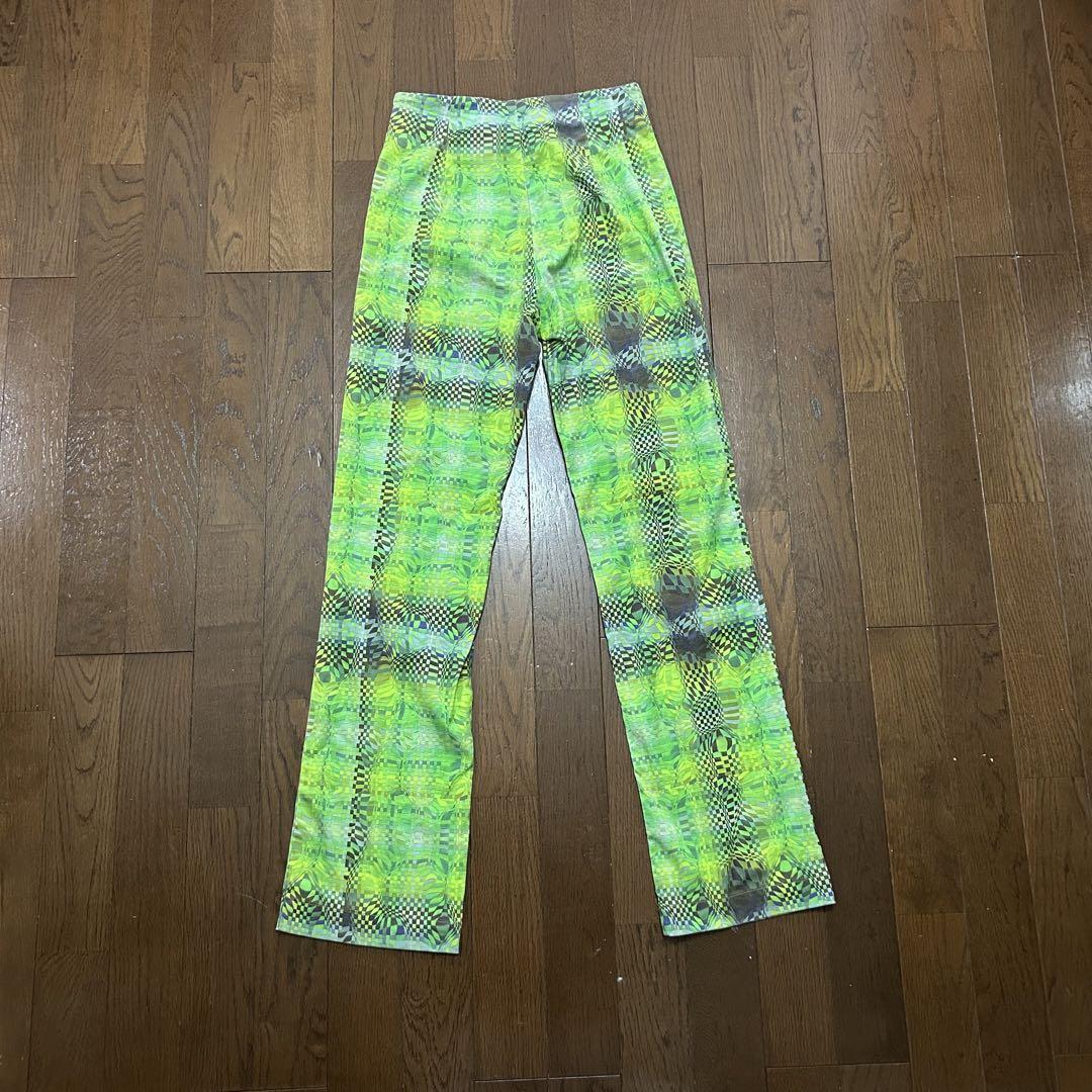 美品 パロマウール グリーングラフィックストレッチパンツ 38