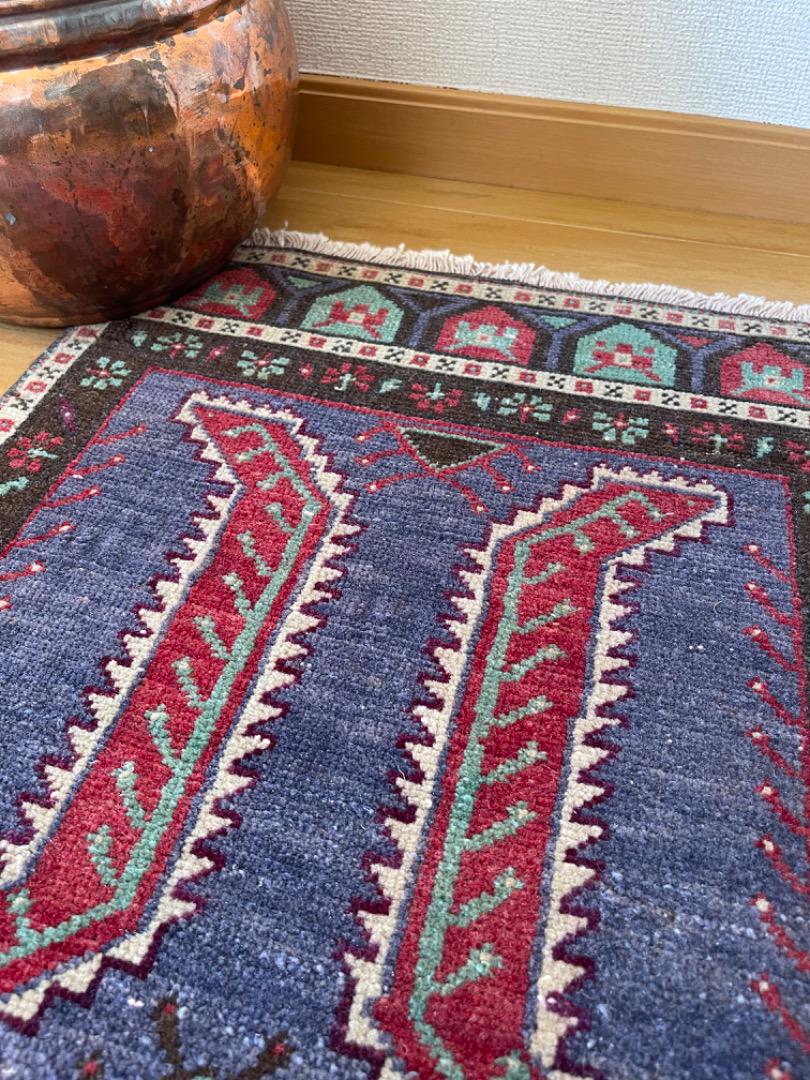 BOHO ヴィンテージ　トルコ絨毯　ヤストゥック　88x48cm
