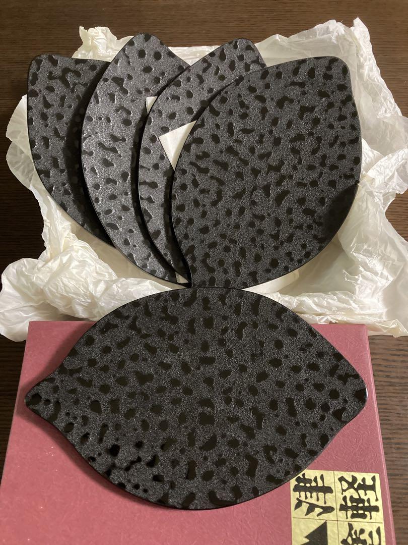 紋紗塗 菓子皿 銘々皿セット 津軽塗 木製