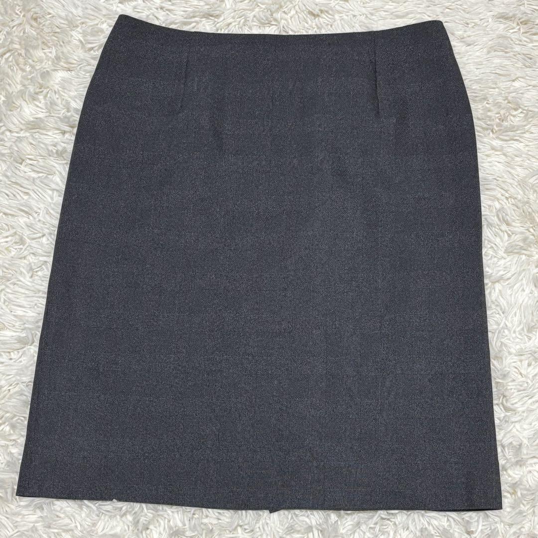 ☆美品☆ ORIHICA スカートスーツ　チェック　洗える　グレー　13号