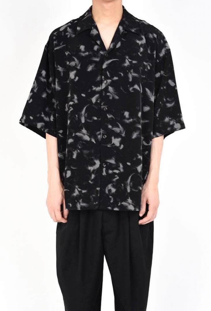 ラッドミュージシャン フェザーシャツsize46 ラッド ミュージシャン フェザー柄シャツ46 LAD MUSICIAN フェザー柄シャツ