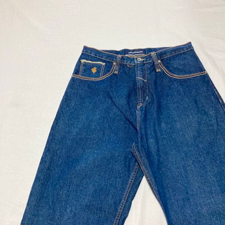 00s 極太 ロカウェア ワイド デニム バギーパンツ 刺繍 b系 スケーター