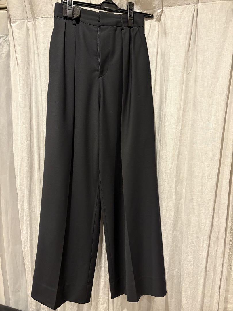 パンツ NEAU tuck wide trousers black