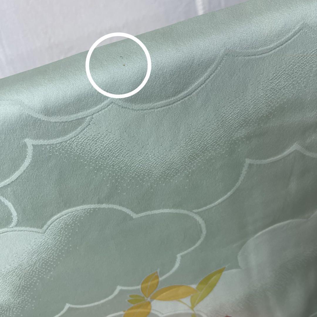 付下げ 金駒刺繍 金彩 暈し 華文様 バチ衿 地模様 雲 正絹 k474