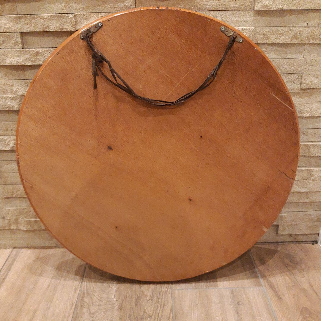 【レトロ　鏡　ラタン】籐　アンティーク   特大58cm